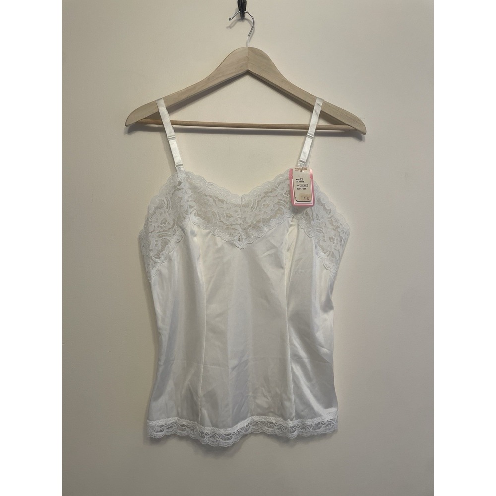 Vintage Montgomery Ward Slip Top Cami Women Size 12/34 White Lace New Old Stock